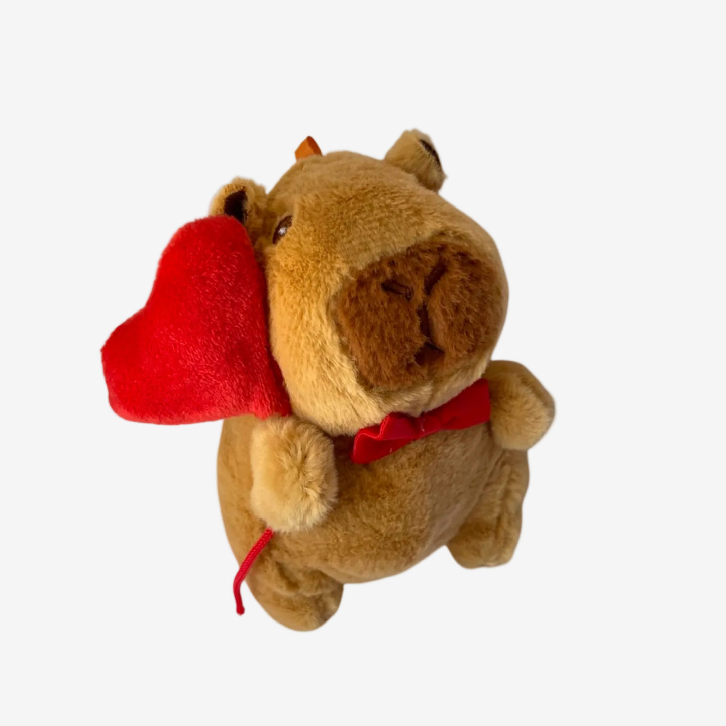 Ruby - Capybara plushie keychain with red heart balloon