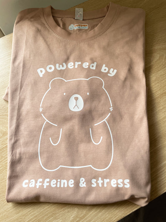 Powered by Caffeine & Stress Capybara T-Shirt