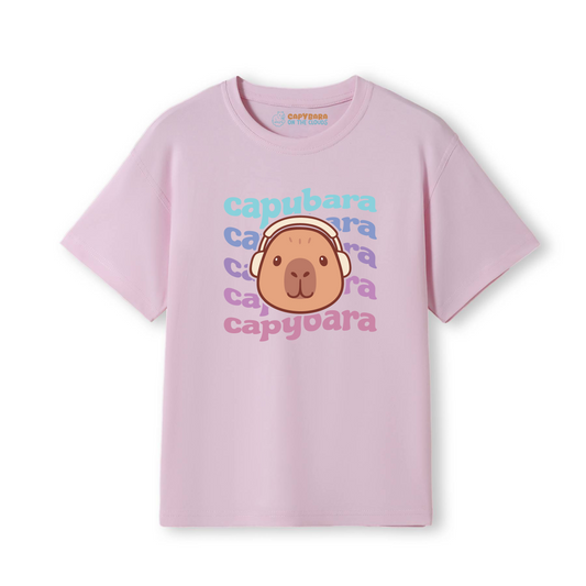 Capybara Wave Headphones Edition - 100% Cotton Unisex T-Shirt for kids (AUS Sizes)
