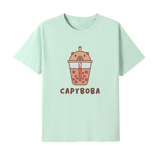 Capyboba Kawaii T-Shirt – Cute Capybara Boba Tee for Animal Lovers