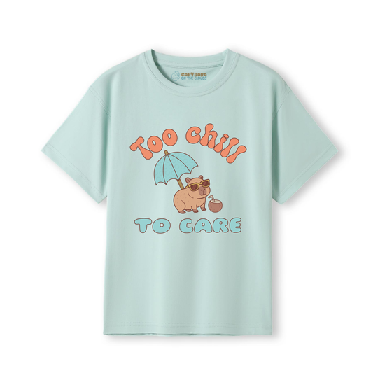 Too Chill to Care Capybara T-Shirt – Funny Animal Tee for kids