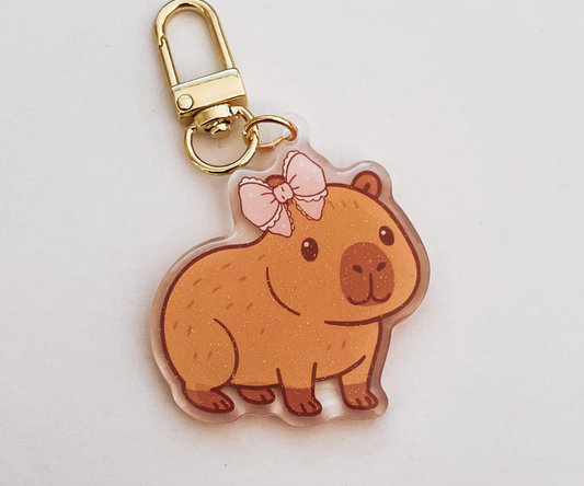 Keychain with a cute cartoon capybara design