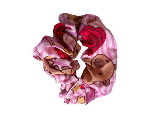 Coquette capybara scrunchie