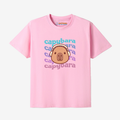 Capybara Headphones T-Shirt – Cute Kawaii Capybara Graphic Tee