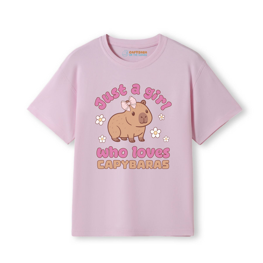 Just a girl who loves capybaras - 100% Cotton Unisex T-Shirt for kids