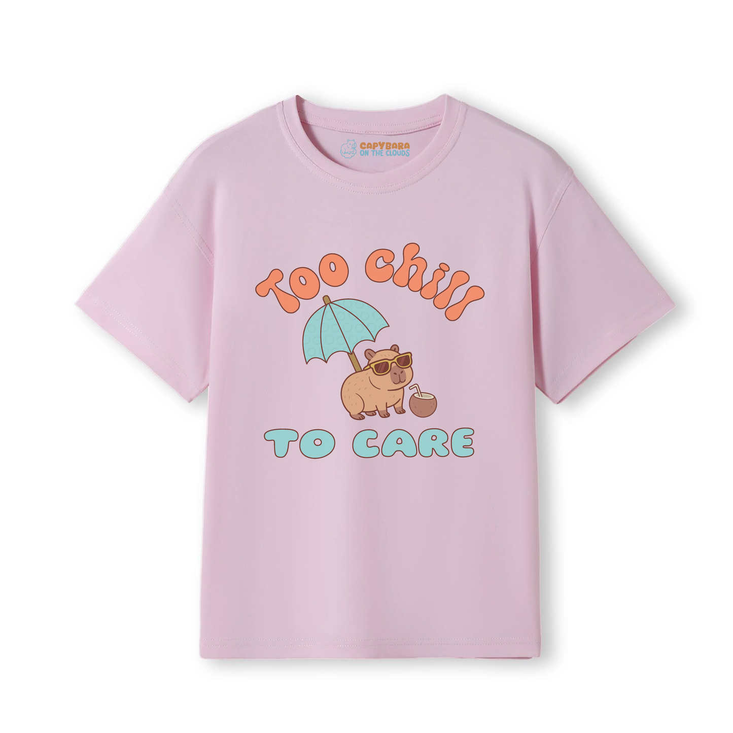 Too Chill to Care Capybara T-Shirt – Funny Animal Tee for kids
