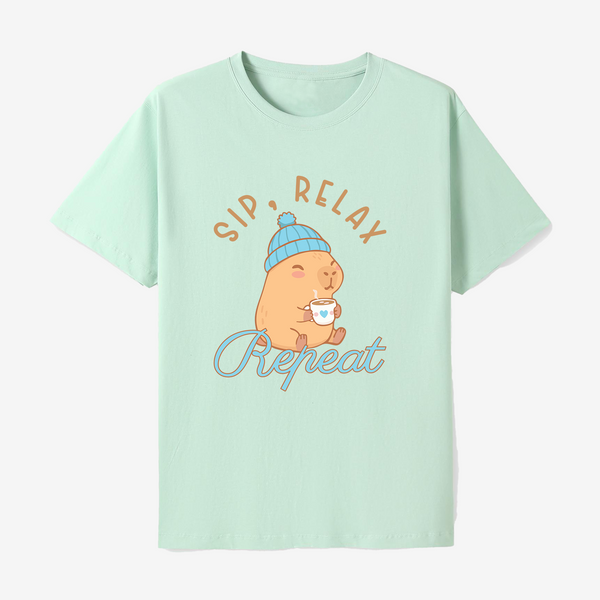 Sip Relax Repeat Capybara Hot Chocolate Shirt, Cosy Capybara Graphic Tee