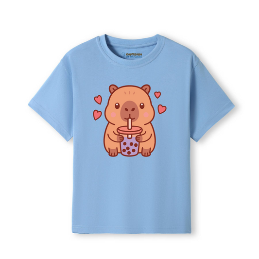 Capybara Boba Tea Illustration - 100% Cotton Unisex T-Shirt