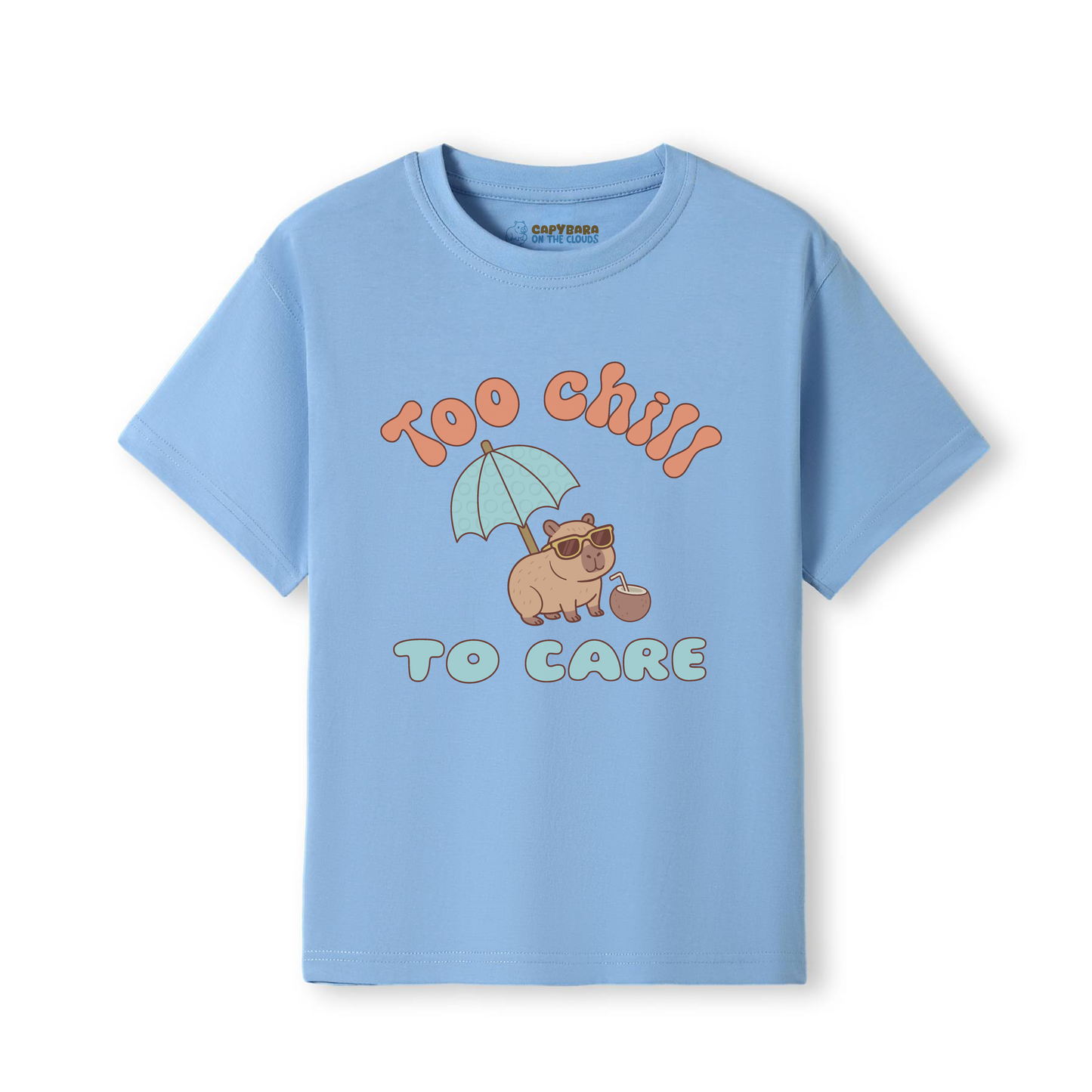 Too Chill to Care Capybara T-Shirt – Funny Animal Tee for kids