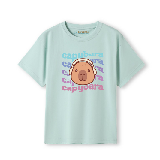 Capybara Wave Headphones Edition - 100% Cotton Unisex T-Shirt for kids (AUS Sizes)