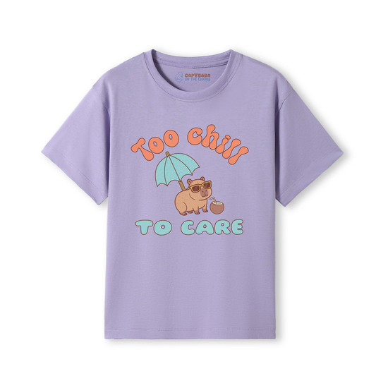 Too Chill to Care Capybara T-Shirt – Funny Animal Tee for kids